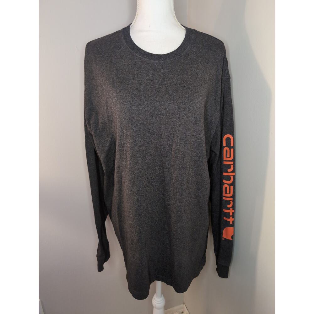 Carhartt Long Sleeve Shirt Large Gray Original Fit Workwear Sleeve Logo